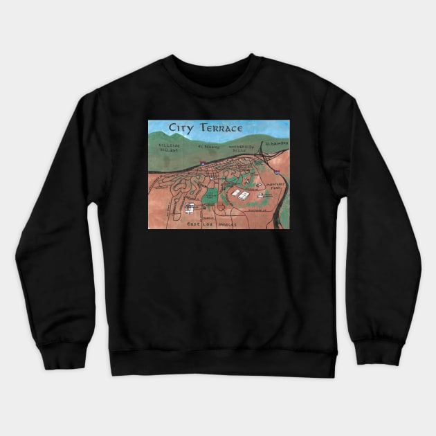 City Terrace Crewneck Sweatshirt by PendersleighAndSonsCartography